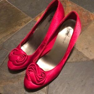 Fioni Night Red Satin Heels